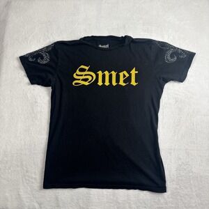 Smet Born on the Street Tattoo Black Short Sleeve Graphic Shirt Men's Large